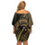 Gold Kosrae Liberation Day Family Matching Off Shoulder Short Dress and Hawaiian Shirt September 8 Polynesian Tattoo - Polynesian Pride