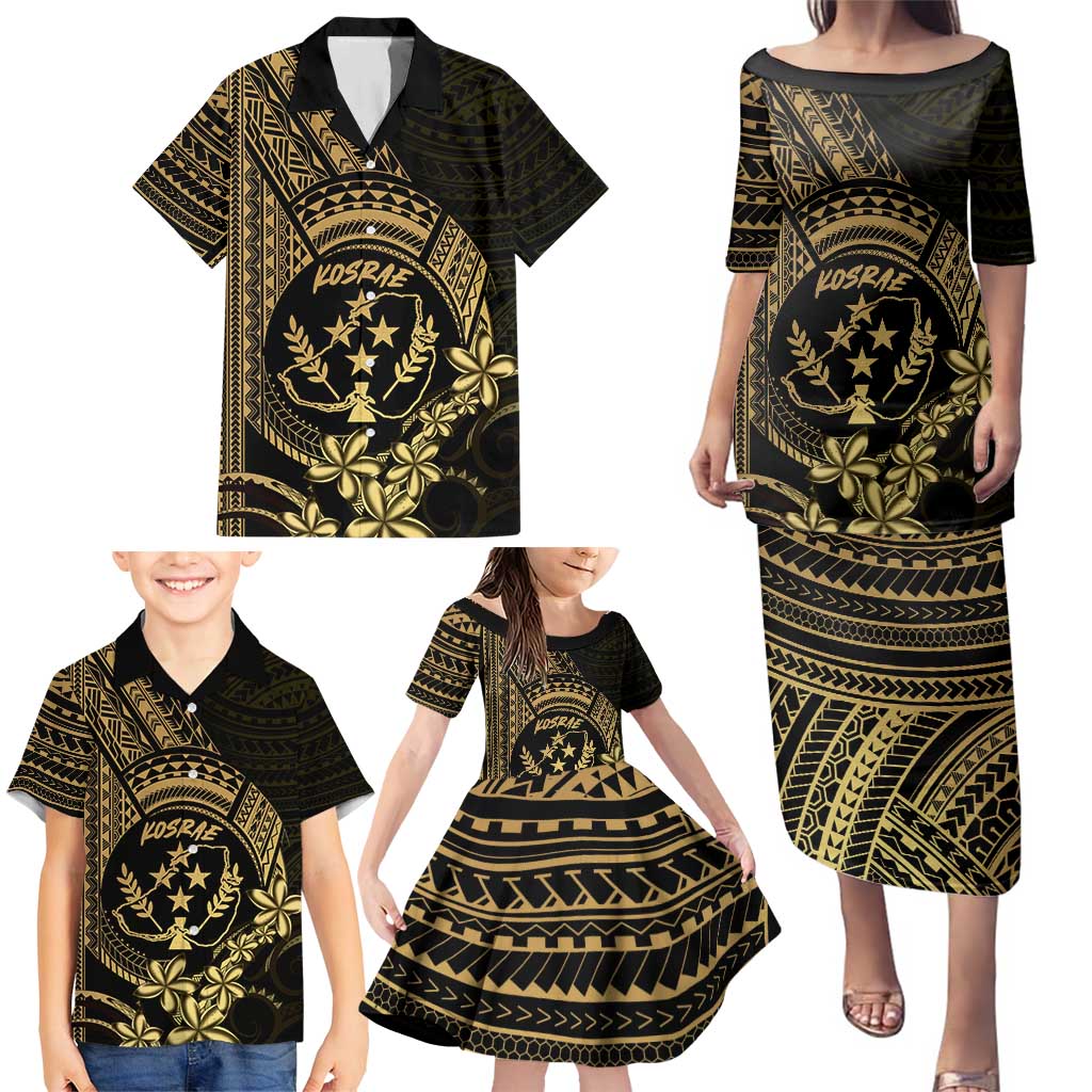 Gold Kosrae Liberation Day Family Matching Puletasi and Hawaiian Shirt September 8 Polynesian Tattoo - Polynesian Pride