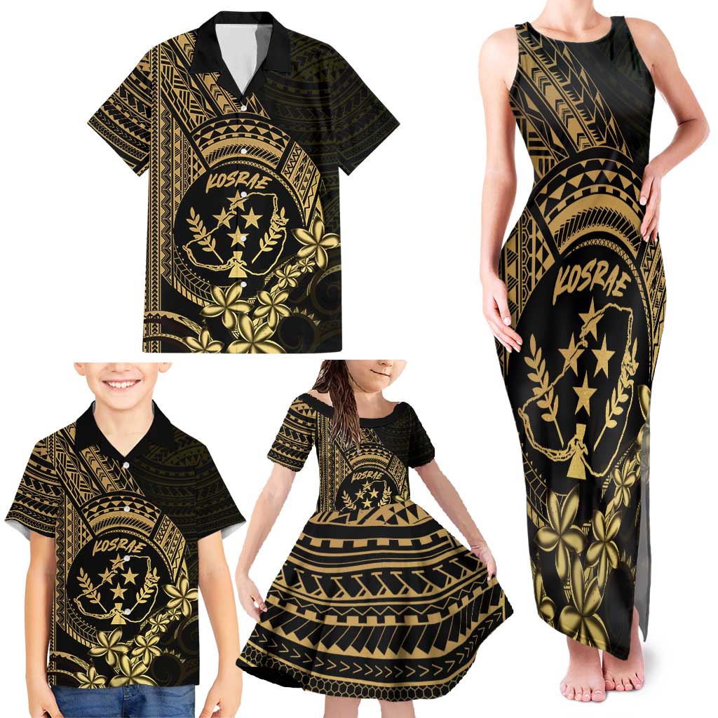 Gold Kosrae Liberation Day Family Matching Tank Maxi Dress and Hawaiian Shirt September 8 Polynesian Tattoo - Polynesian Pride