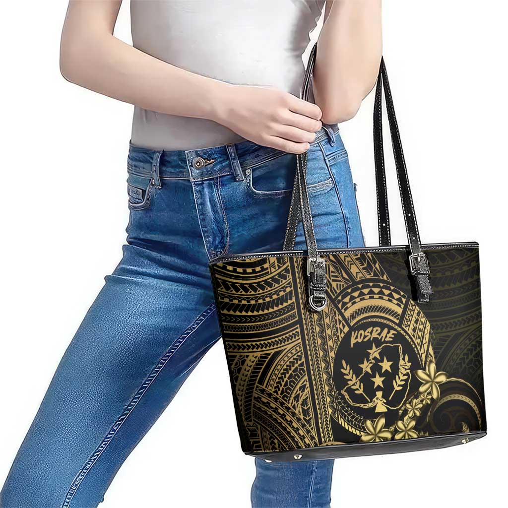 Gold Kosrae Liberation Day Leather Tote Bag September 8 Polynesian Tattoo - Polynesian Pride