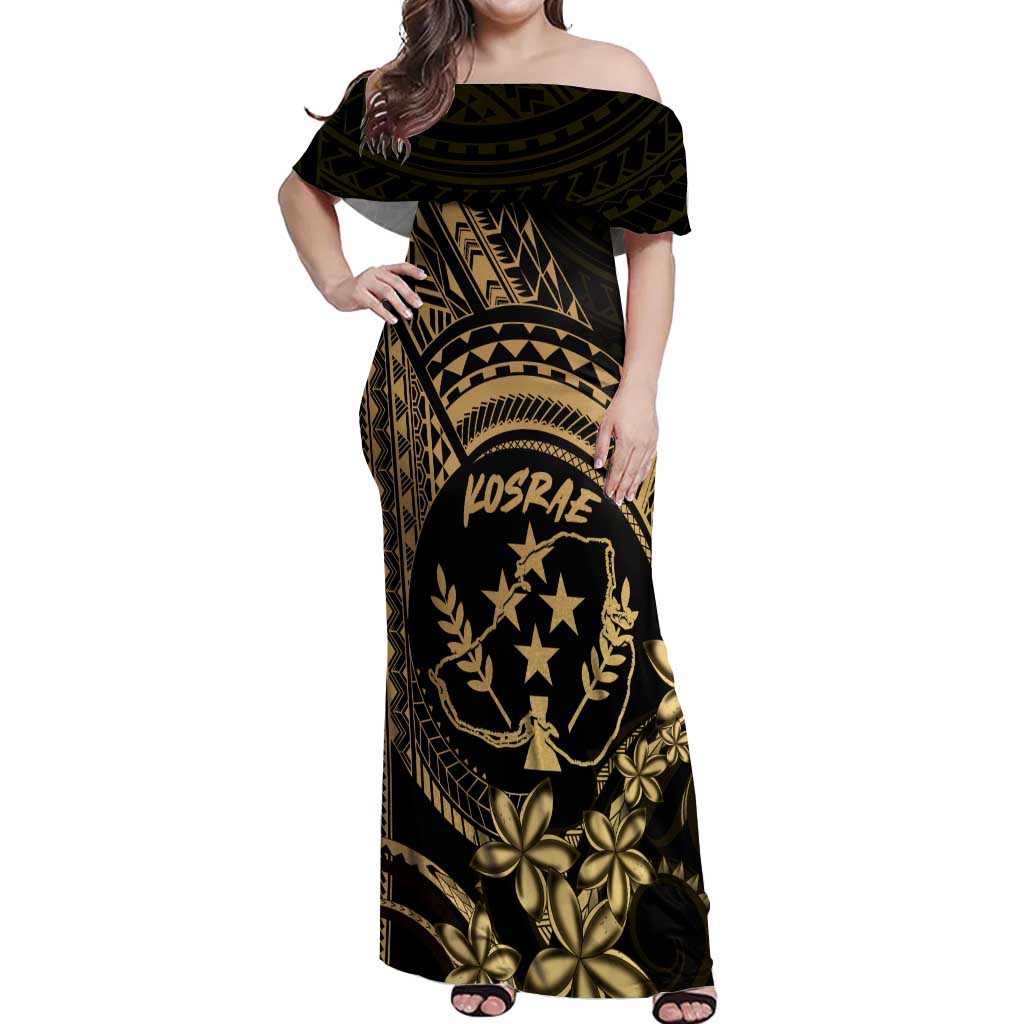Gold Kosrae Liberation Day Off Shoulder Maxi Dress September 8 Polynesian Tattoo - Polynesian Pride