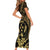 Gold Kosrae Liberation Day Short Sleeve Bodycon Dress September 8 Polynesian Tattoo - Polynesian Pride