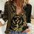 Gold Kosrae Liberation Day Women Casual Shirt September 8 Polynesian Tattoo - Polynesian Pride