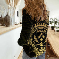 Gold Kosrae Liberation Day Women Casual Shirt September 8 Polynesian Tattoo - Polynesian Pride