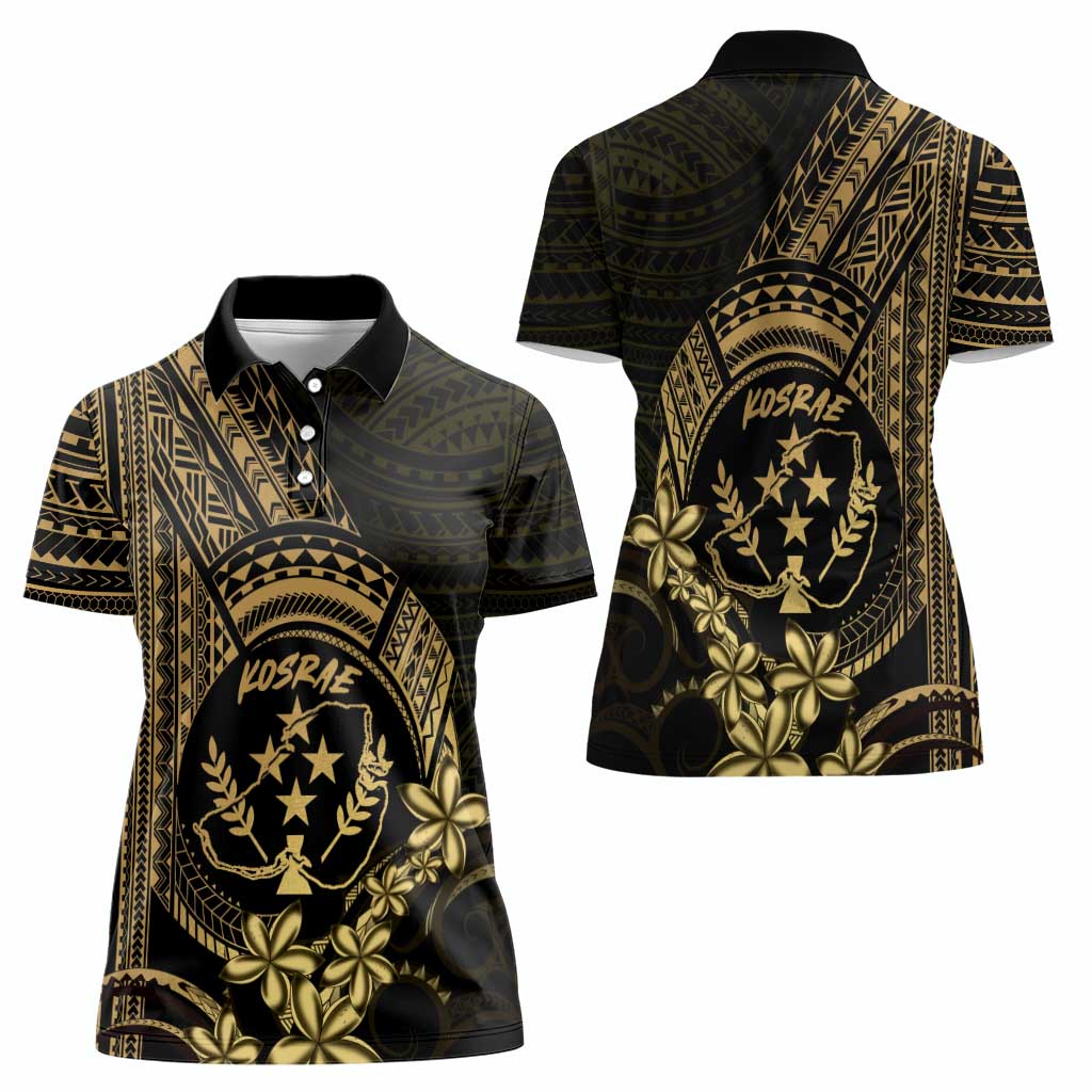 Gold Kosrae Liberation Day Women Polo Shirt September 8 Polynesian Tattoo - Polynesian Pride