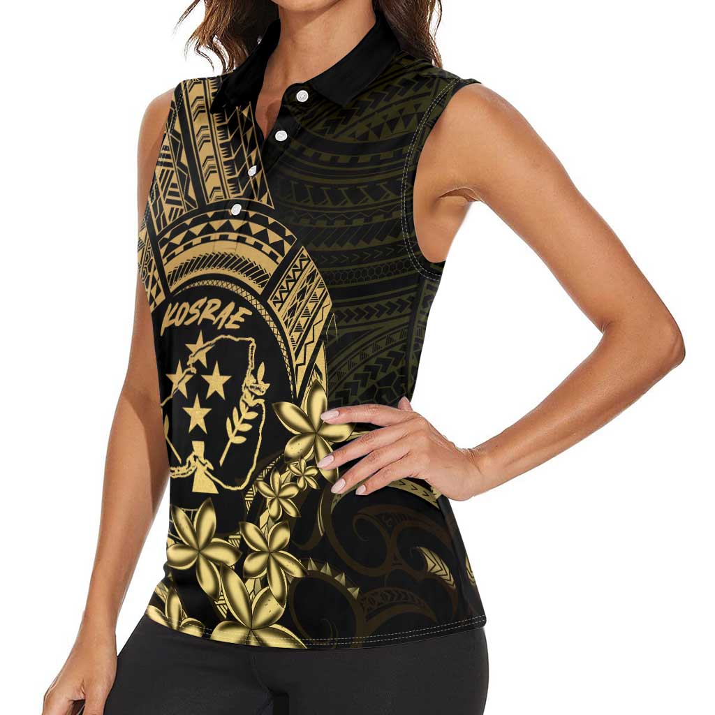 Gold Kosrae Liberation Day Women Sleeveless Polo Shirt September 8 Polynesian Tattoo - Polynesian Pride