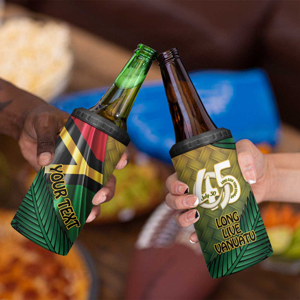 Personalised Long Live Vanuatu Independence Day 4 in 1 Can Cooler Tumbler 45th Anniversary Woven Pattern - Polynesian Pride