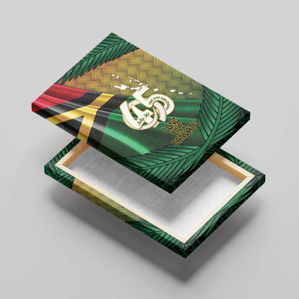 Long Live Vanuatu Independence Day Canvas Wall Art 45th Anniversary Woven Pattern - Polynesian Pride