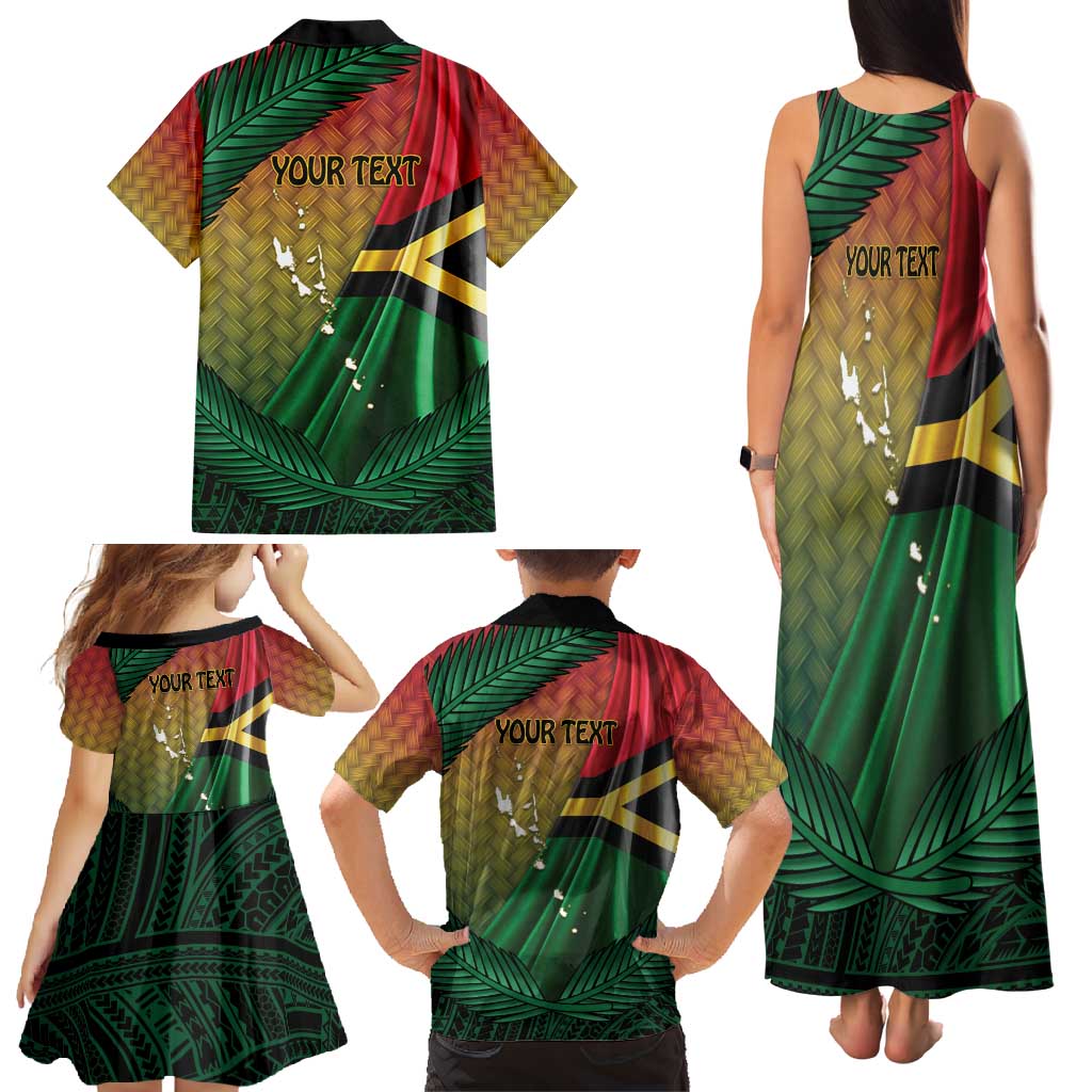 Personalised Long Live Vanuatu Independence Day Family Matching Tank Maxi Dress and Hawaiian Shirt 45th Anniversary Woven Pattern - Polynesian Pride