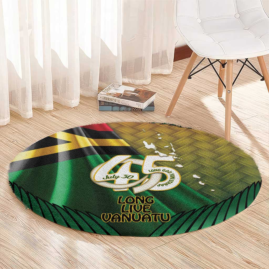 Long Live Vanuatu Independence Day Round Carpet 45th Anniversary Woven Pattern - Polynesian Pride