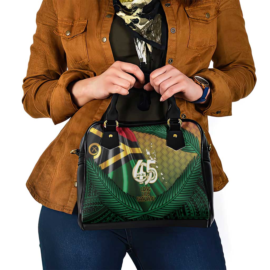 Long Live Vanuatu Independence Day Shoulder Handbag 45th Anniversary Woven Pattern - Polynesian Pride