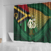Long Live Vanuatu Independence Day Shower Curtain 45th Anniversary Woven Pattern - Polynesian Pride