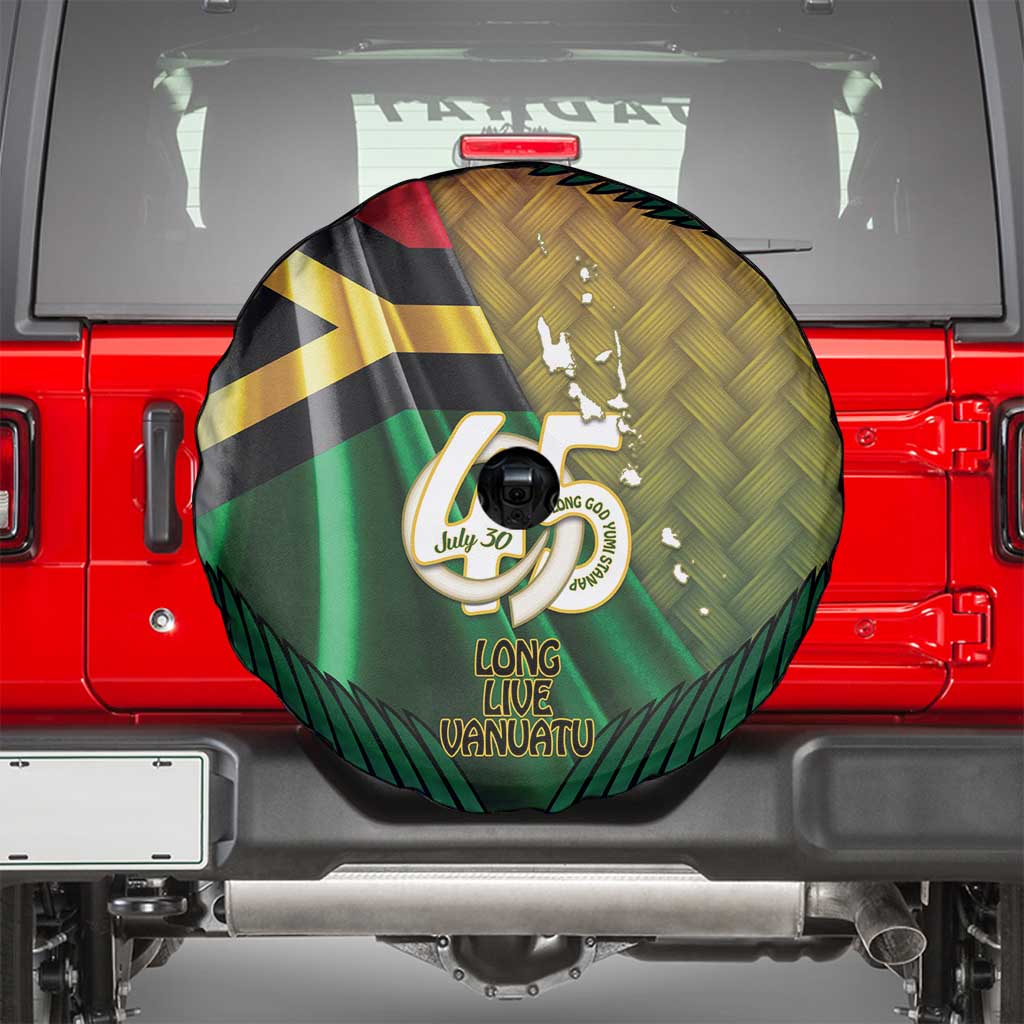 Long Live Vanuatu Independence Day Spare Tire Cover 45th Anniversary Woven Pattern - Polynesian Pride