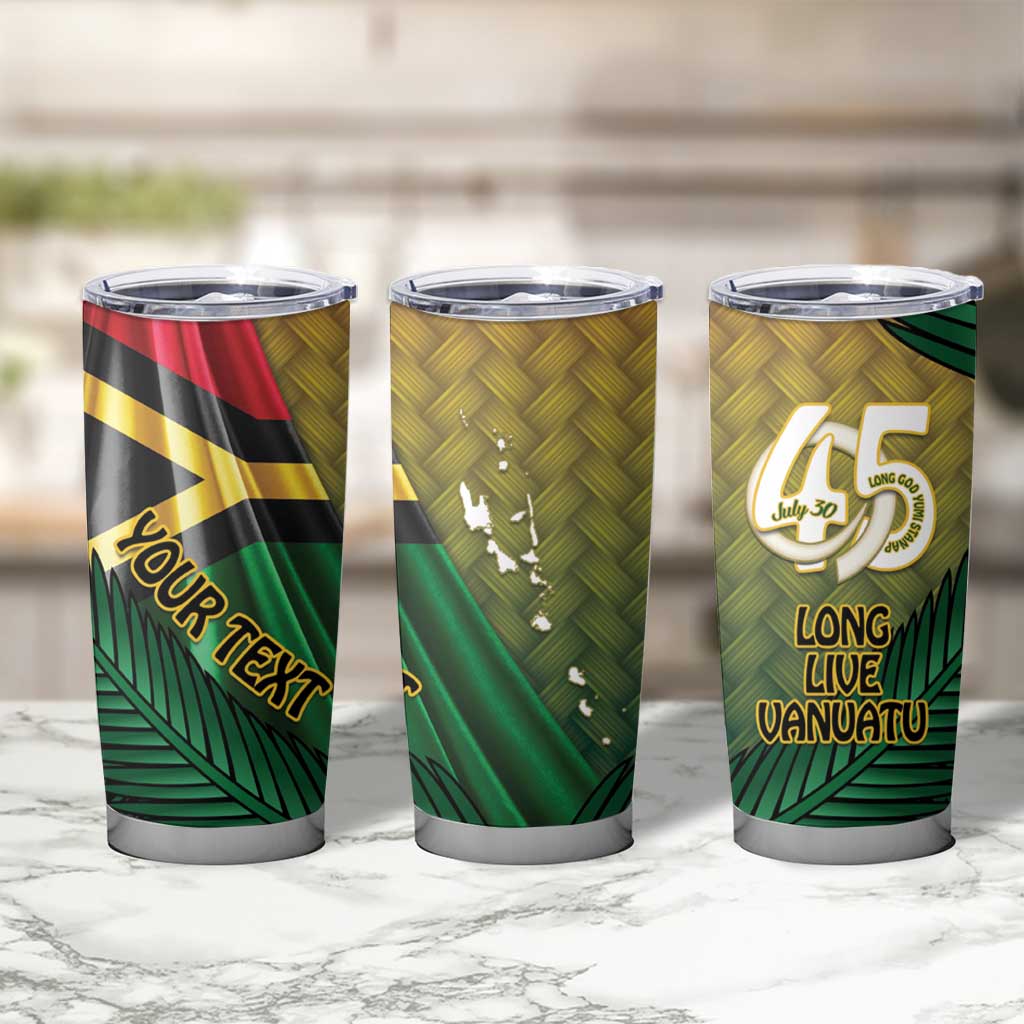 Personalised Long Live Vanuatu Independence Day Tumbler Cup 45th Anniversary Woven Pattern - Polynesian Pride