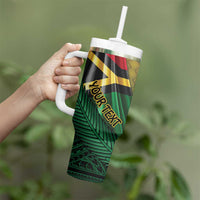 Personalised Long Live Vanuatu Independence Day Tumbler With Handle 45th Anniversary Woven Pattern - Polynesian Pride