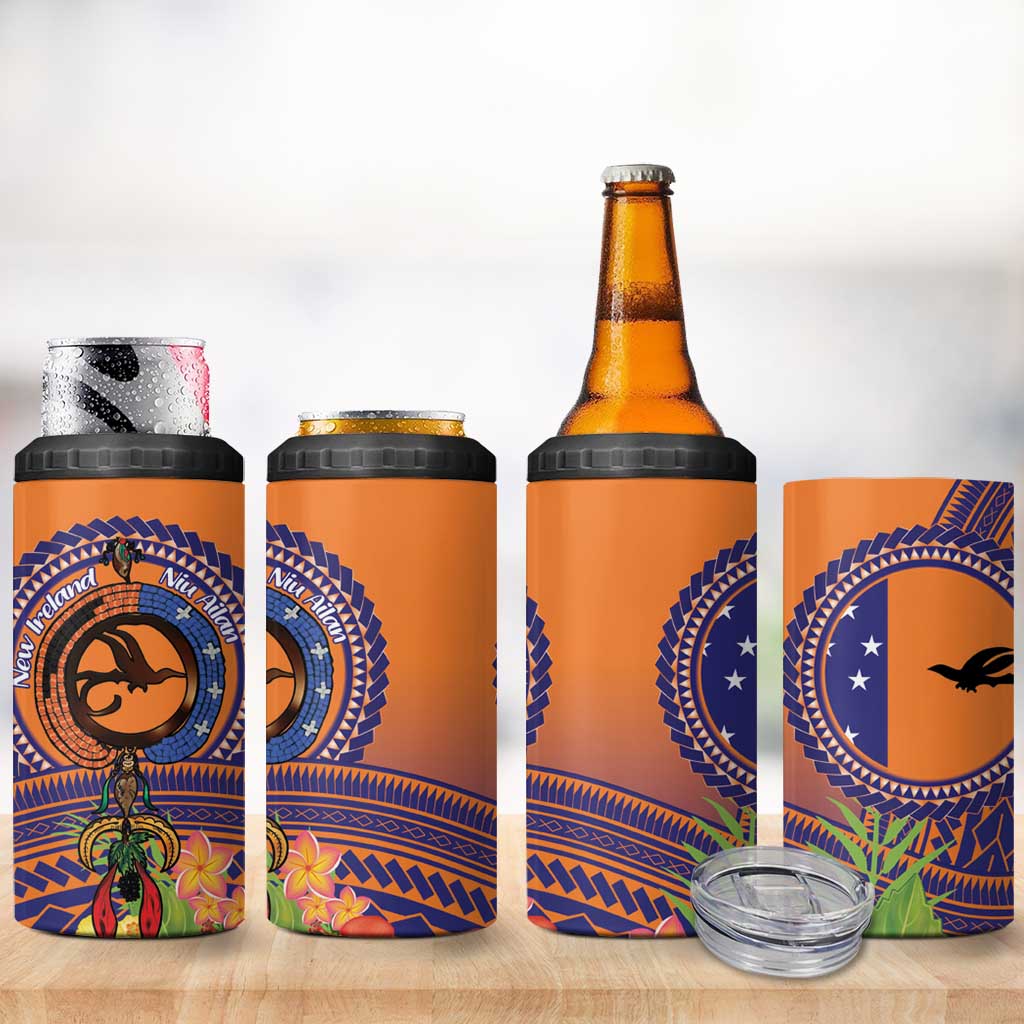 PNG New Ireland Province 4 in 1 Can Cooler Tumbler Niu Ailan Necklace Polynesian Tattoo - Polynesian Pride