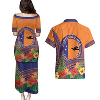 PNG New Ireland Province Couples Matching Puletasi and Hawaiian Shirt Niu Ailan Necklace Polynesian Tattoo - Polynesian Pride