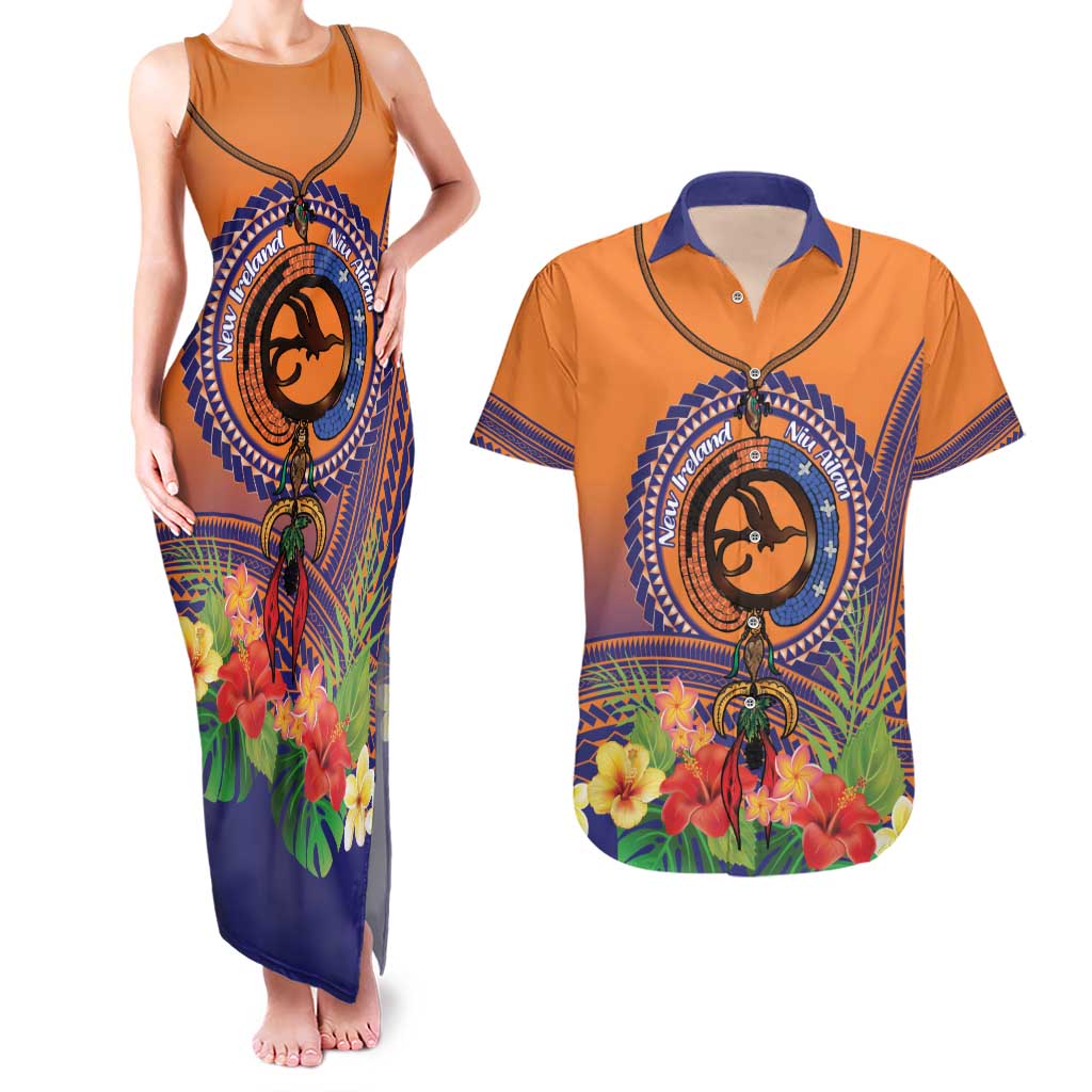 PNG New Ireland Province Couples Matching Tank Maxi Dress and Hawaiian Shirt Niu Ailan Necklace Polynesian Tattoo - Polynesian Pride