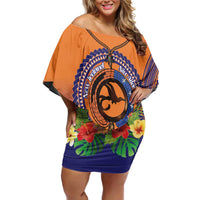 PNG New Ireland Province Family Matching Off Shoulder Short Dress and Hawaiian Shirt Niu Ailan Necklace Polynesian Tattoo - Polynesian Pride