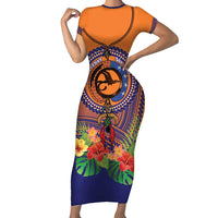 PNG New Ireland Province Family Matching Short Sleeve Bodycon Dress and Hawaiian Shirt Niu Ailan Necklace Polynesian Tattoo - Polynesian Pride