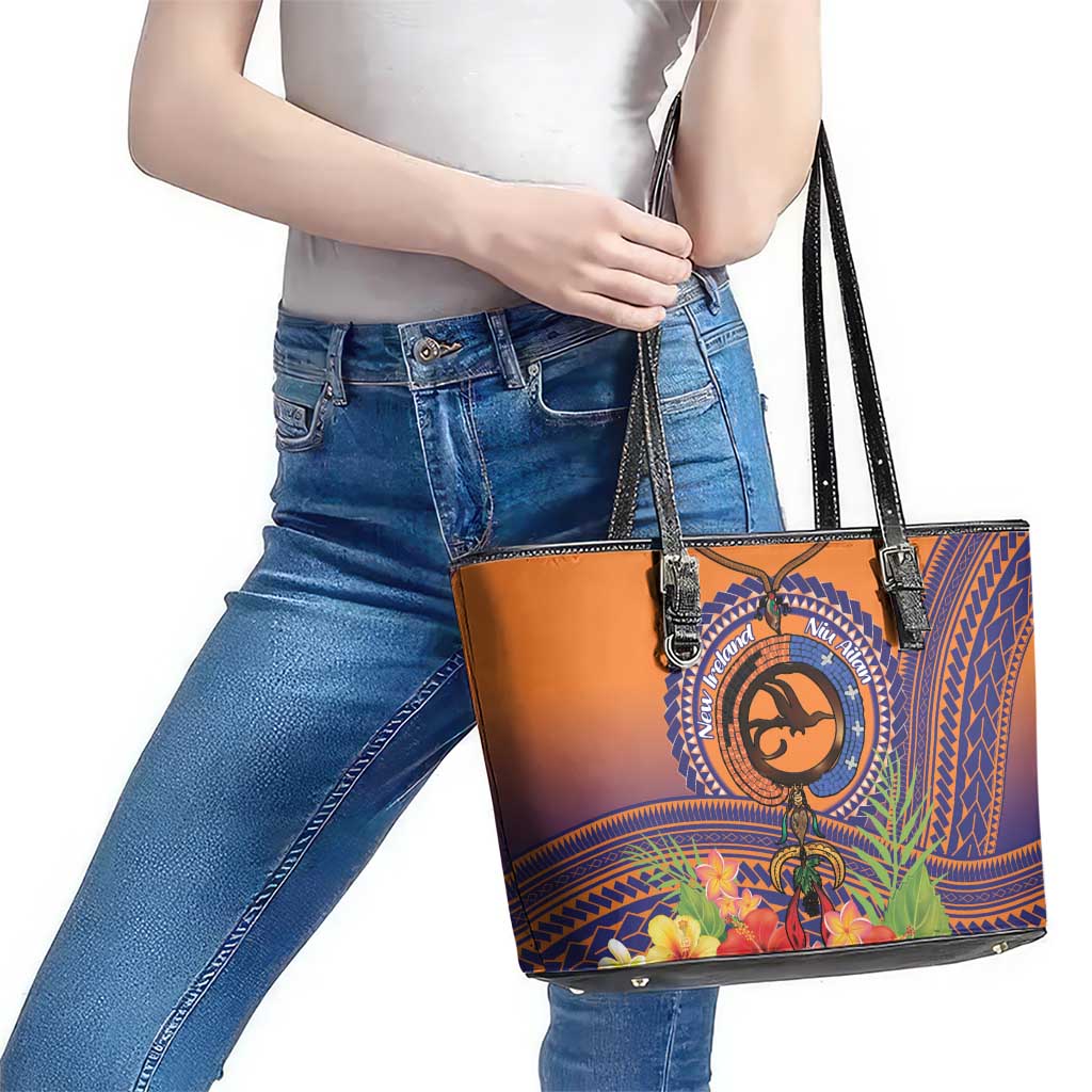 PNG New Ireland Province Leather Tote Bag Niu Ailan Necklace Polynesian Tattoo LT14 - Polynesian Pride