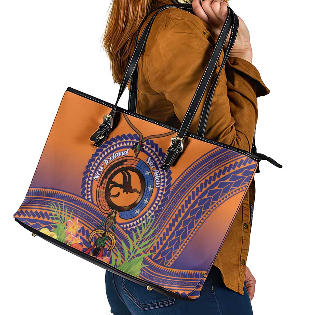 PNG New Ireland Province Leather Tote Bag Niu Ailan Necklace Polynesian Tattoo LT14 - Polynesian Pride