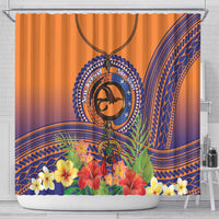 PNG New Ireland Province Shower Curtain Niu Ailan Necklace Polynesian Tattoo - Polynesian Pride