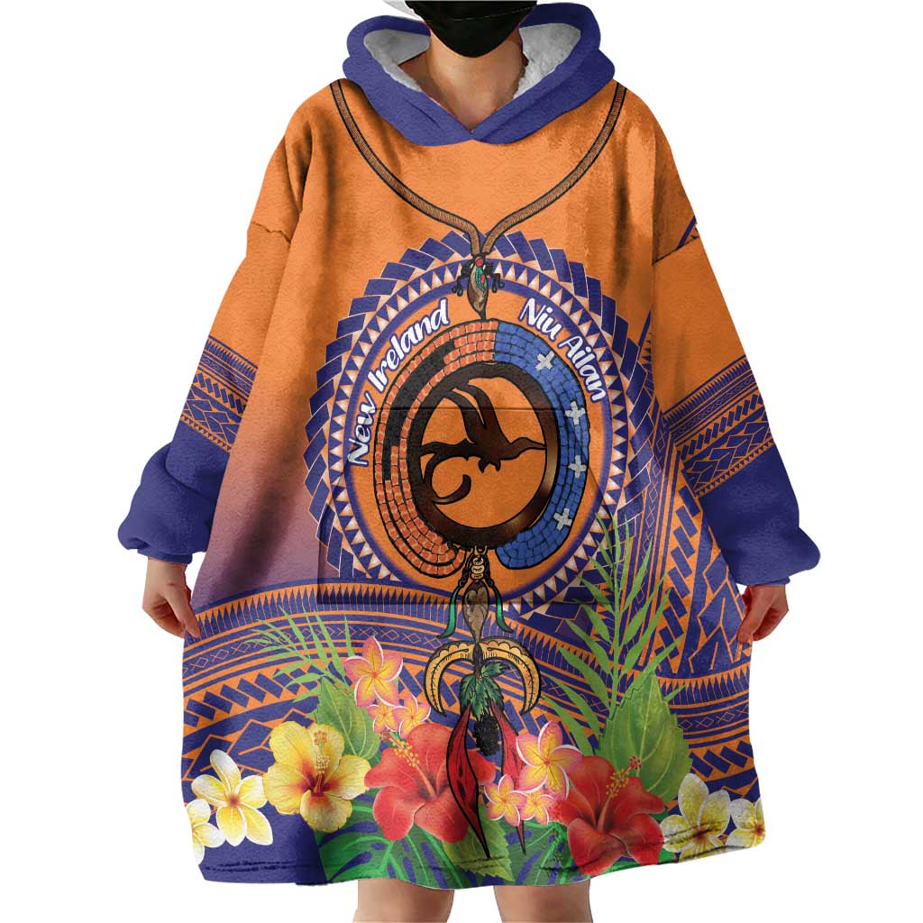 PNG New Ireland Province Wearable Blanket Hoodie Niu Ailan Necklace Polynesian Tattoo - Polynesian Pride