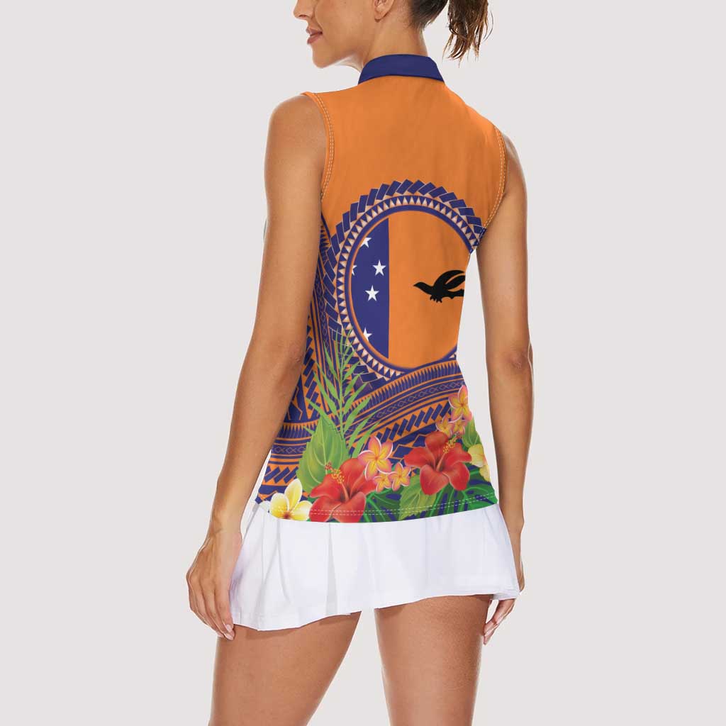 PNG New Ireland Province Women Sleeveless Polo Shirt Niu Ailan Necklace Polynesian Tattoo - Polynesian Pride