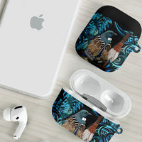 New Zealand Tui Bird Taiaha AirPods Case Maori Weapon Paua Shell Mix Silver Fern