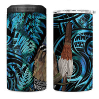 New Zealand Tui Bird Taiaha 4 in 1 Can Cooler Tumbler Maori Weapon Paua Shell Mix Silver Fern