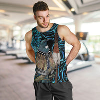 New Zealand Tui Bird Taiaha Men Tank Top Maori Weapon Paua Shell Mix Silver Fern