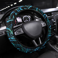 New Zealand Tui Bird Taiaha Steering Wheel Cover Maori Weapon Paua Shell Mix Silver Fern