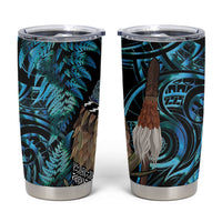 New Zealand Tui Bird Taiaha Tumbler Cup Maori Weapon Paua Shell Mix Silver Fern