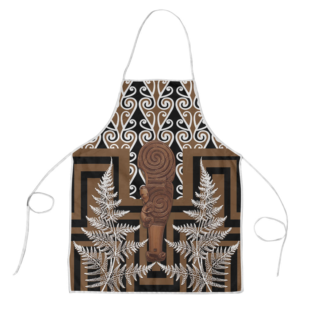 Wahaika New Zealand Apron Maori Weapon Kowhaiwhai Fern Poutama Motifs LT14 Brown - Polynesian Pride
