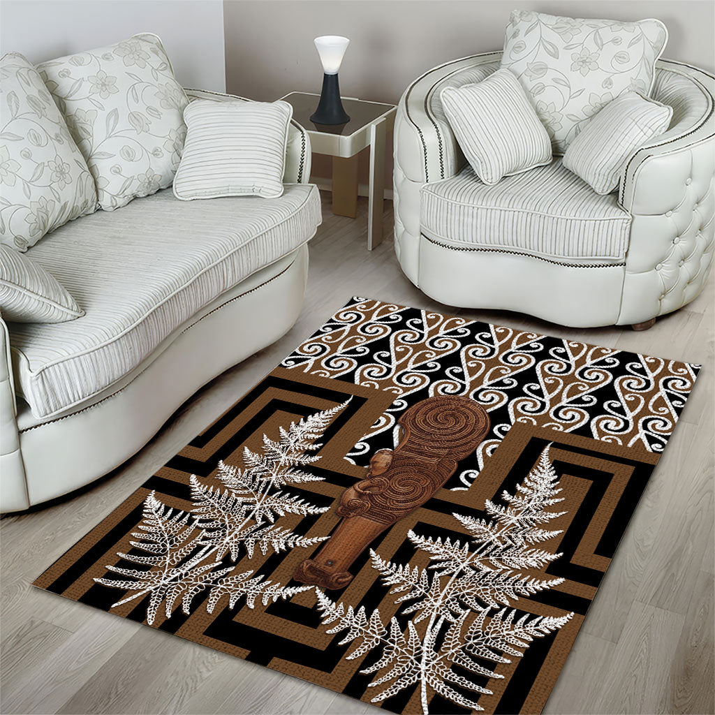 Wahaika New Zealand Area Rug Maori Weapon Kowhaiwhai Fern Poutama Motifs