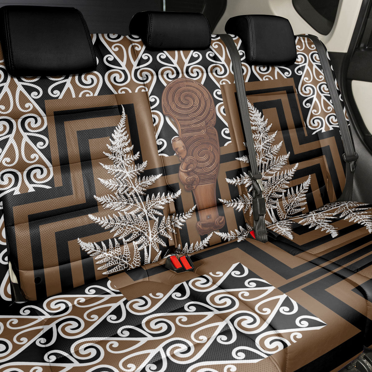 Wahaika New Zealand Back Car Seat Cover Maori Weapon Kowhaiwhai Fern Poutama Motifs