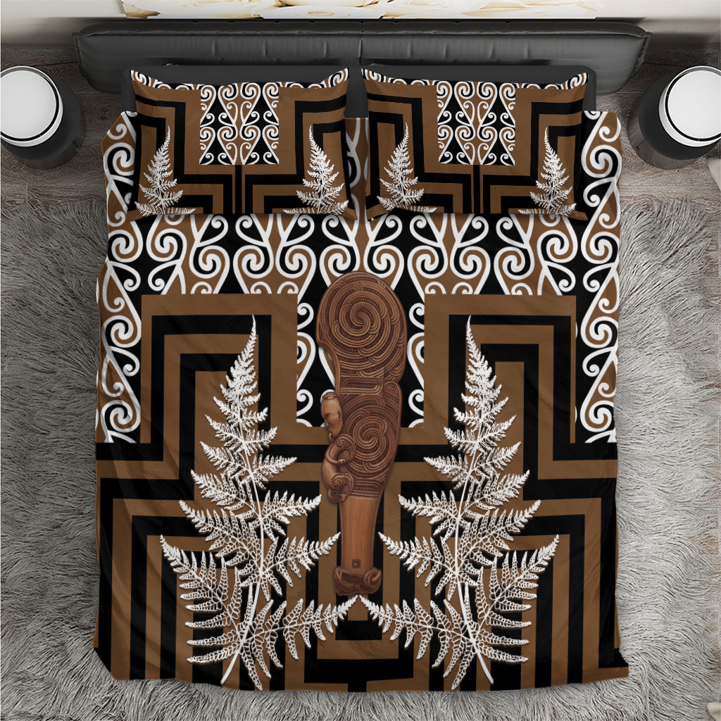 Wahaika New Zealand Bedding Set Maori Weapon Kowhaiwhai Fern Poutama Motifs