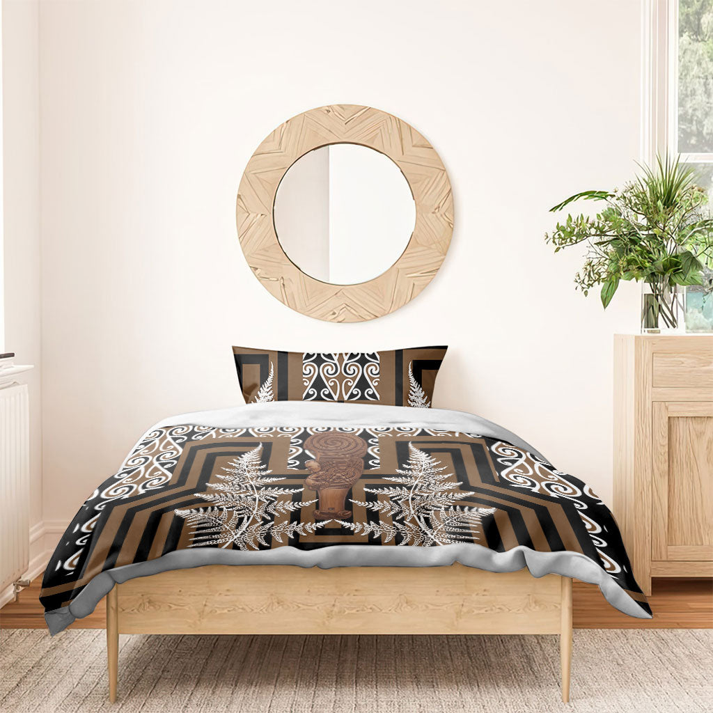 Wahaika New Zealand Bedding Set Maori Weapon Kowhaiwhai Fern Poutama Motifs