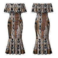 Wahaika New Zealand Couples Matching Mermaid Dress and Hawaiian Shirt Maori Weapon Kowhaiwhai Fern Poutama Motifs LT14 - Polynesian Pride