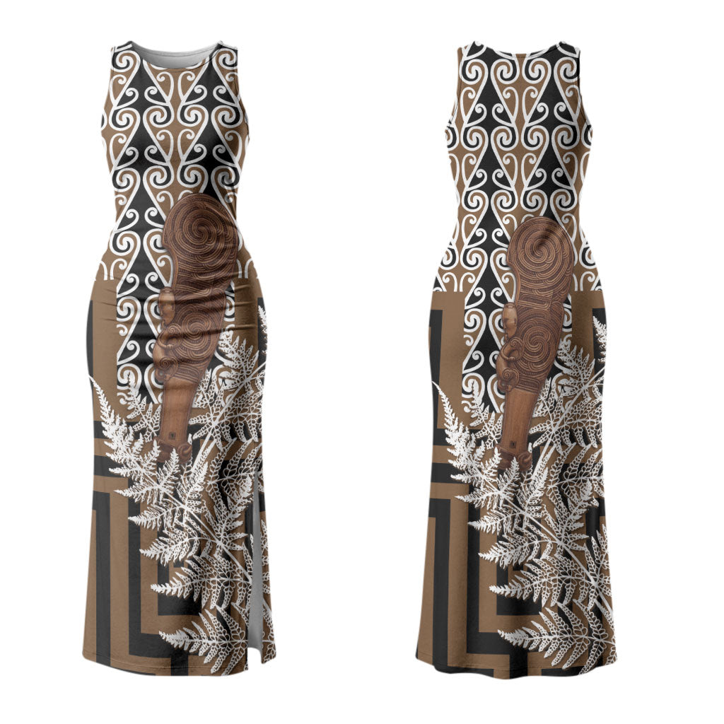 Wahaika New Zealand Couples Matching Tank Maxi Dress and Hawaiian Shirt Maori Weapon Kowhaiwhai Fern Poutama Motifs LT14 - Polynesian Pride