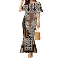 Wahaika New Zealand Family Matching Mermaid Dress and Hawaiian Shirt Maori Weapon Kowhaiwhai Fern Poutama Motifs