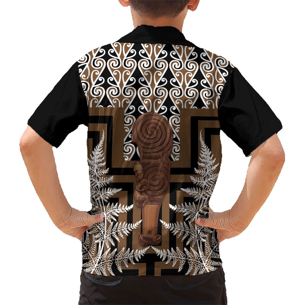 Wahaika New Zealand Hawaiian Shirt Maori Weapon Kowhaiwhai Fern Poutama Motifs