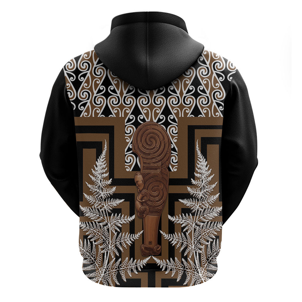 Wahaika New Zealand Hoodie Maori Weapon Kowhaiwhai Fern Poutama Motifs