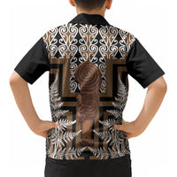 Wahaika New Zealand Kid Hawaiian Shirt Maori Weapon Kowhaiwhai Fern Poutama Motifs LT14 - Polynesian Pride