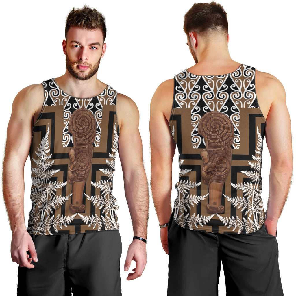 Wahaika New Zealand Men Tank Top Maori Weapon Kowhaiwhai Fern Poutama Motifs