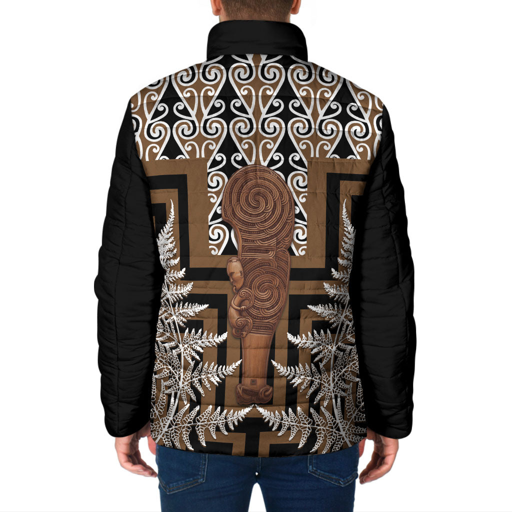 Wahaika New Zealand Padded Jacket Maori Weapon Kowhaiwhai Fern Poutama Motifs
