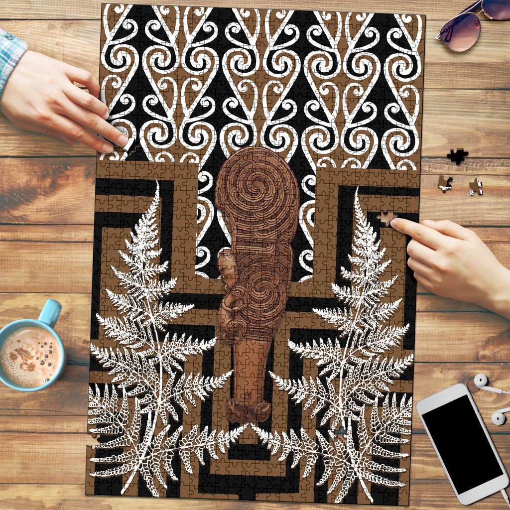 Wahaika New Zealand Puzzle Maori Weapon Kowhaiwhai Fern Poutama Motifs