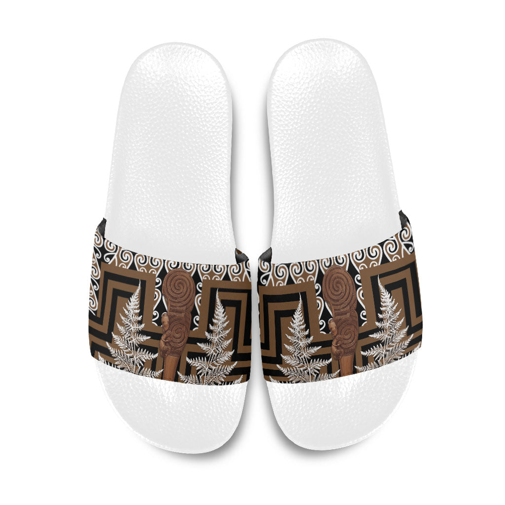 Wahaika New Zealand Slide Sandals Maori Weapon Kowhaiwhai Fern Poutama Motifs