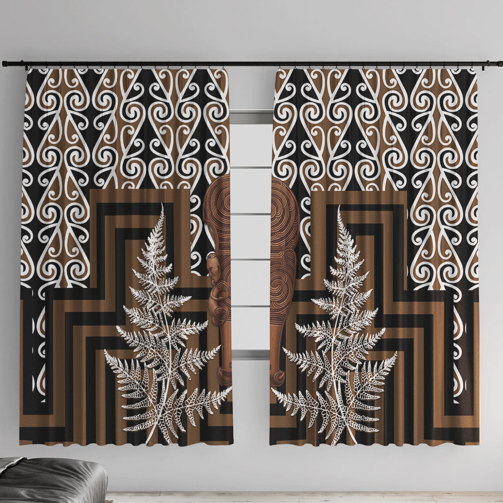 Wahaika New Zealand Window Curtain Maori Weapon Kowhaiwhai Fern Poutama Motifs